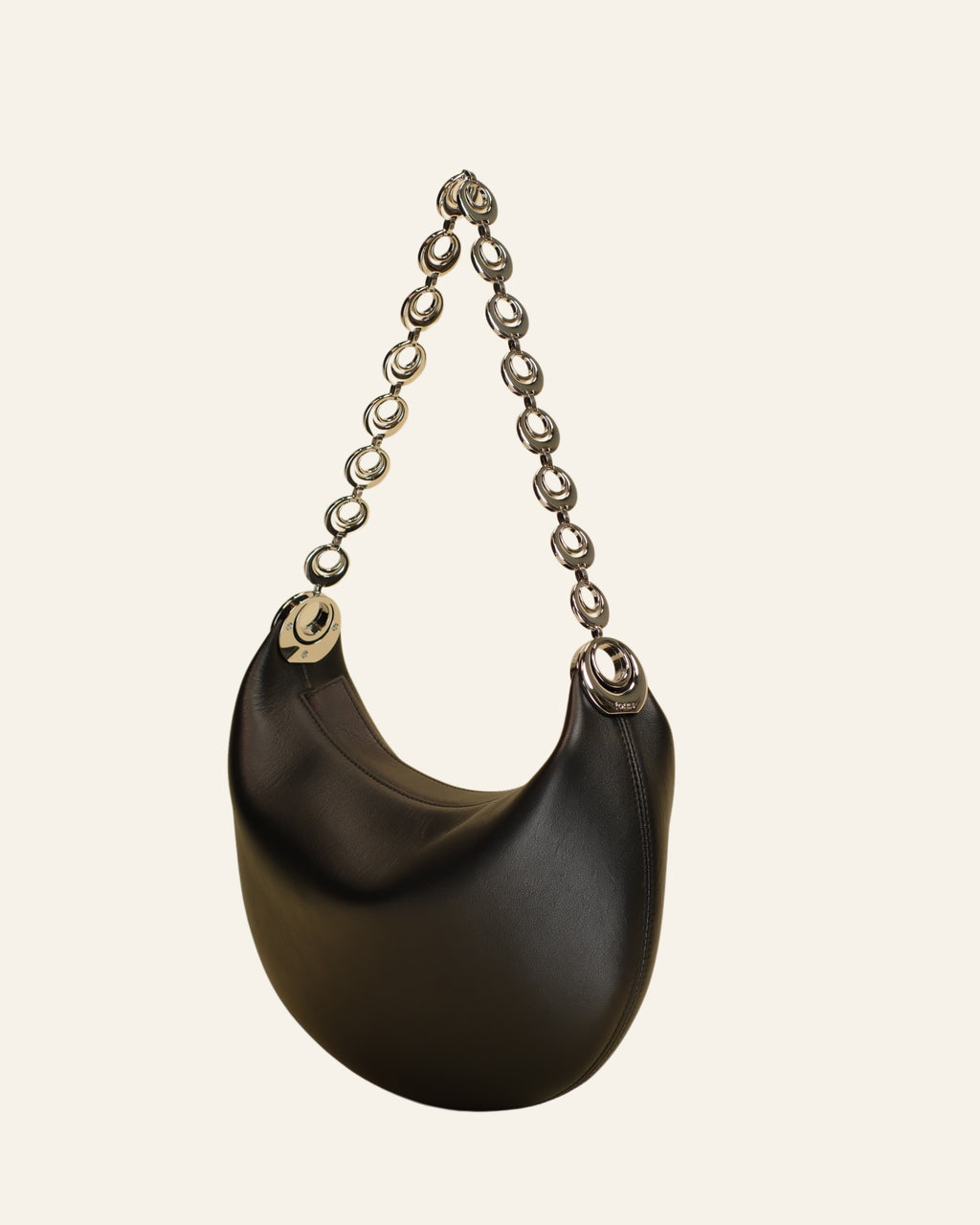 Luna Bag | Oversized Black with Silver Chain