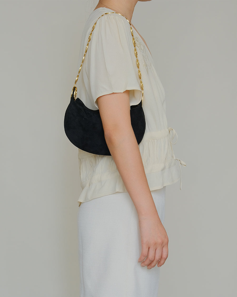 Luna Bag | Small Black with Gold Chain