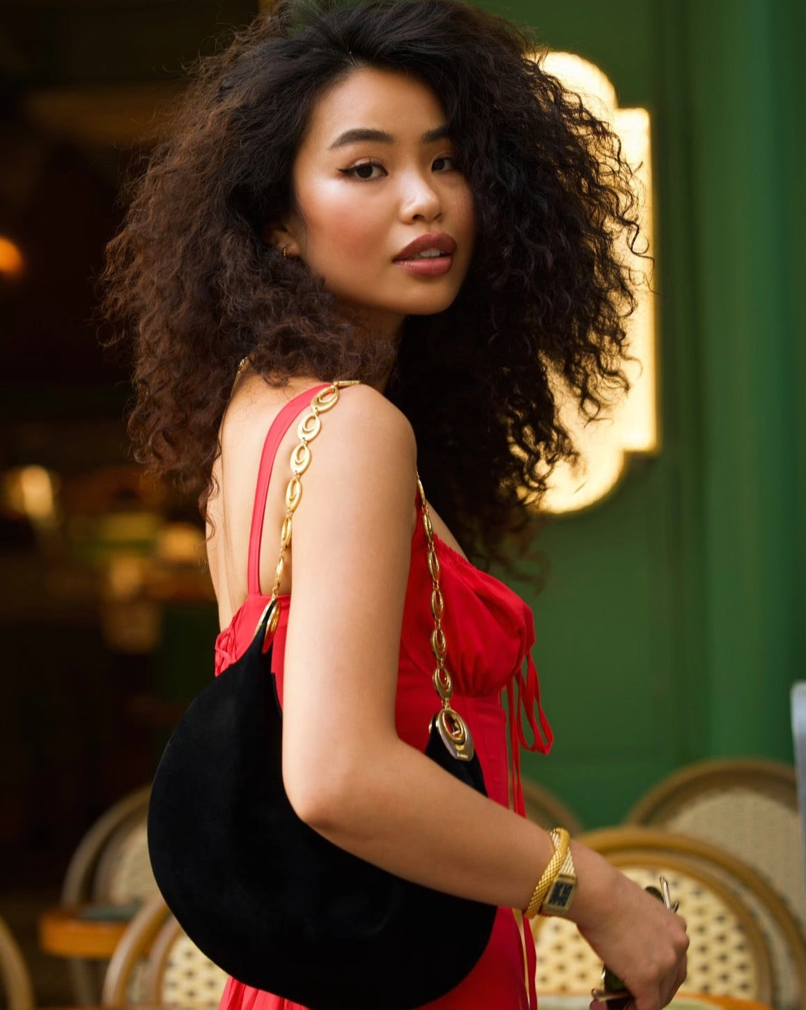 Luna Bag | Oversized Black with Gold Chain