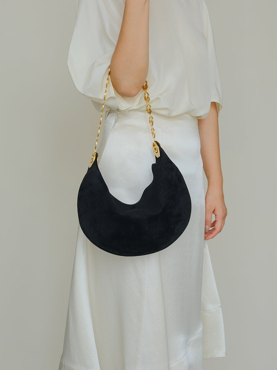 Luna Bag | Oversized Black with Gold Chain